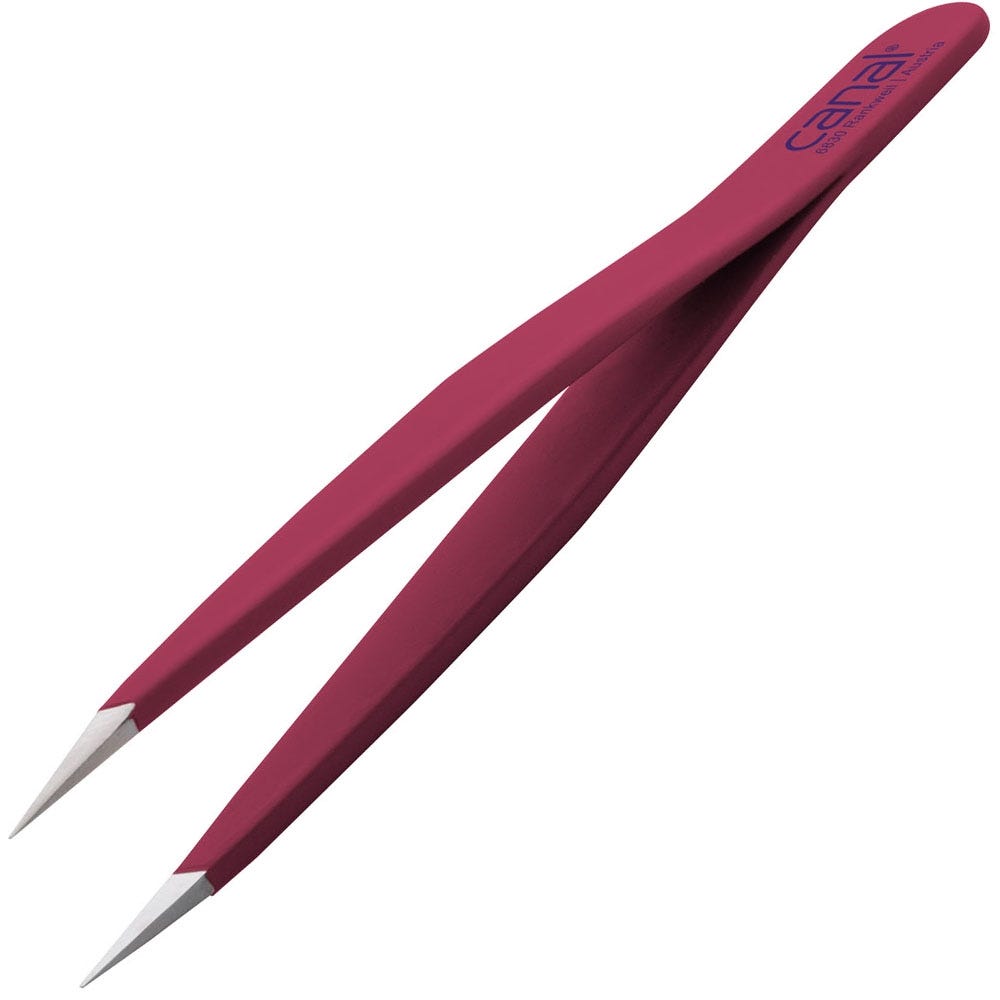 Canal Splitterpinzette fuxia rostfrei 95 mm