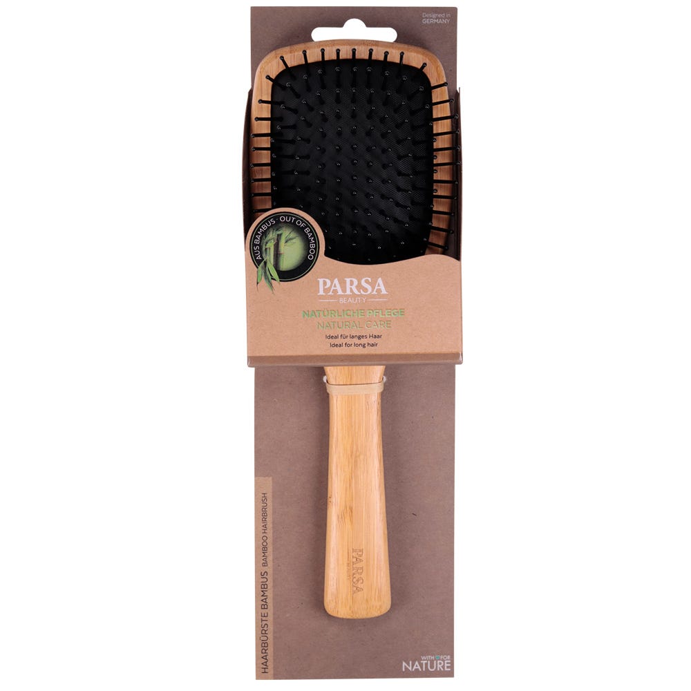 PARSA Beauty Profi FSC Holz Haarbürste Paddle Groß mit Kunststoffstiften