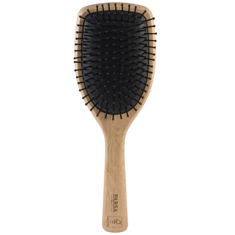 PARSA Beauty Profi FSC Holz Haarbürste Paddle Groß mit Kunststoffstiften