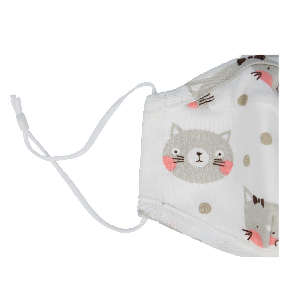 PARSA Beauty Waschbare Mund- und Nasenmaske Kind Print Katze grau