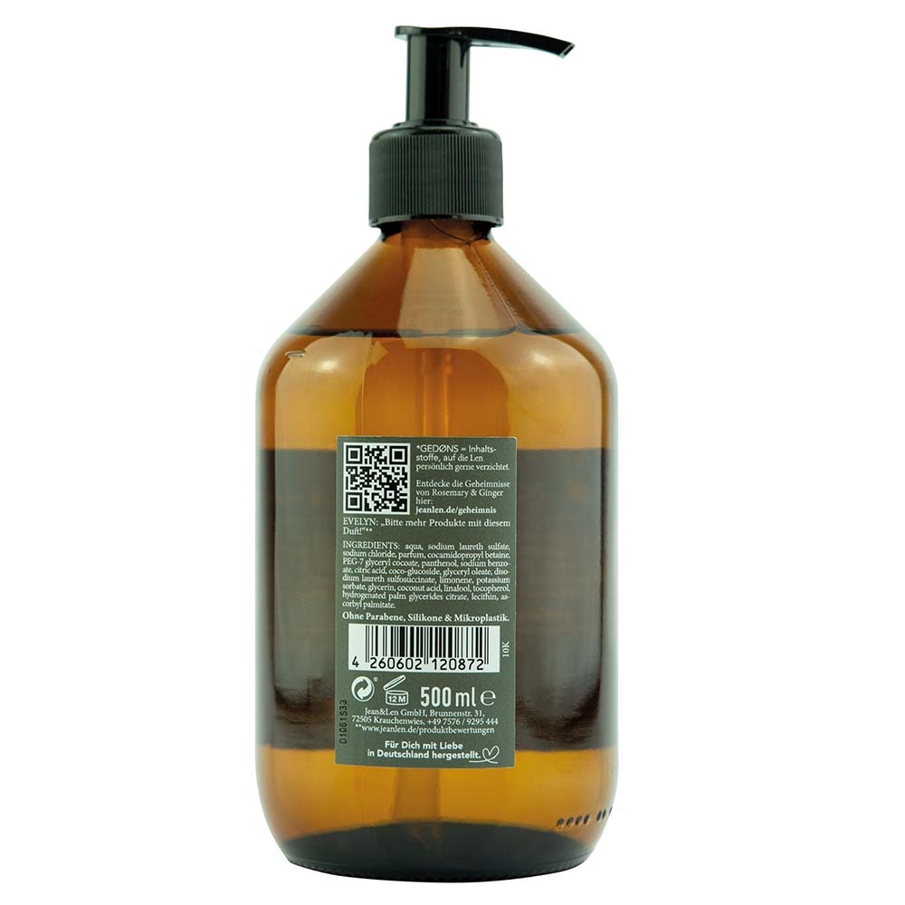 Jean & Len Hand & Bodywash Rosemary Ginger 500 ml