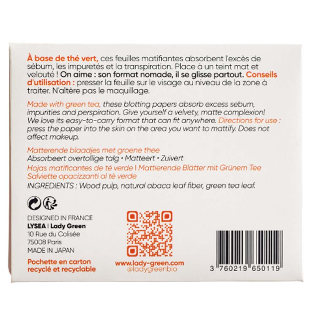 LADY green Tea Oil Blottimg Papers 50 Stück