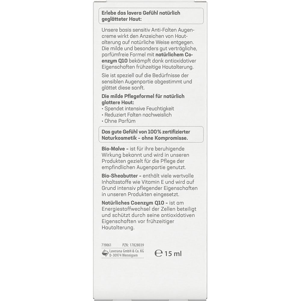 Lavera Basis Sensitiv Antifalten Augencreme Q10 15 ml
