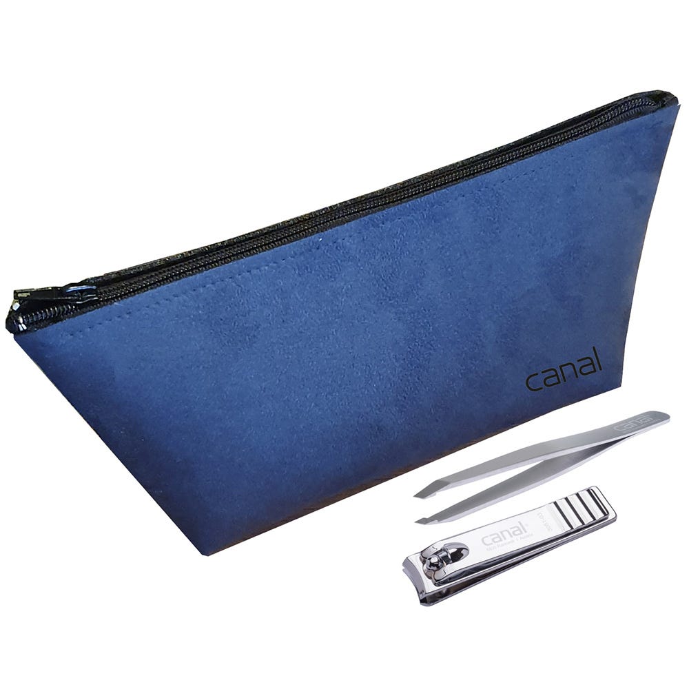 Canal Kulturtasche Alcantara Blau 3-teilig