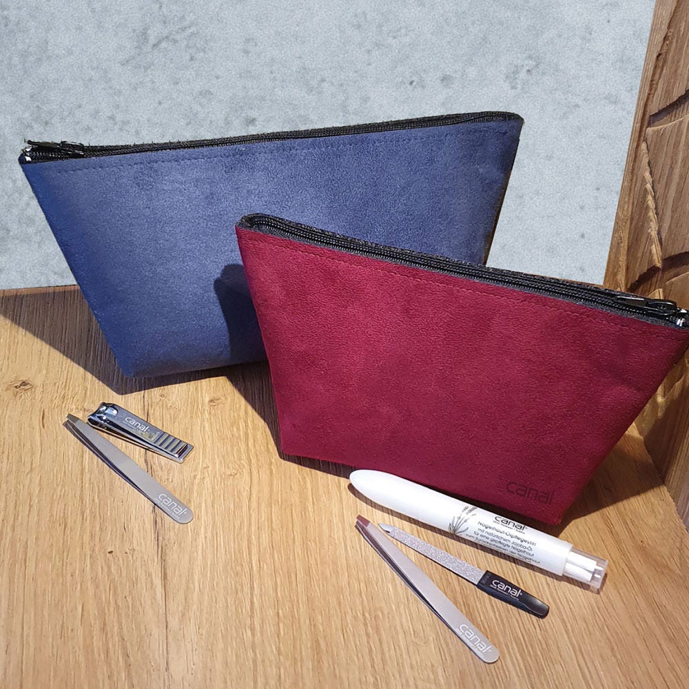 Canal Kulturtasche Alcantara Blau 3-teilig