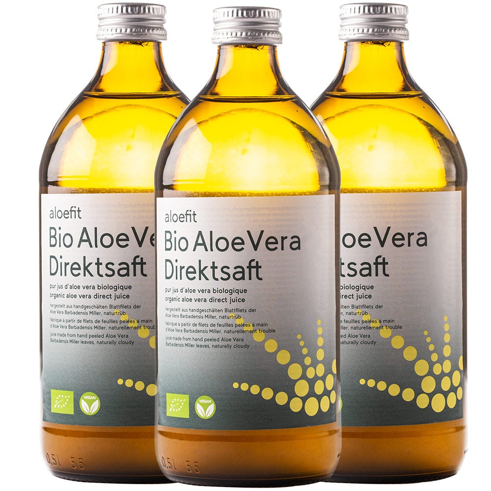 Rainbow aloefit Aloe Vera Bio Saft 500 ml 2+1 gratis Bundle
