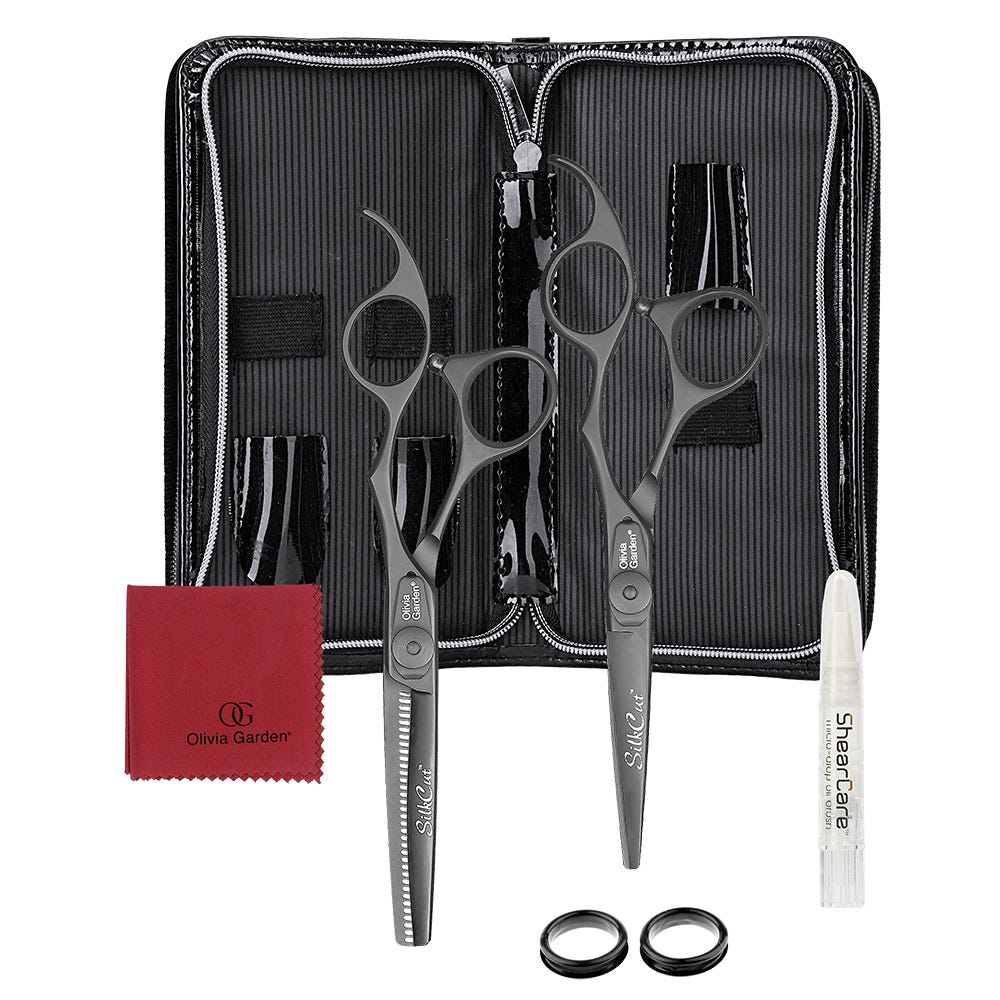 Olivia Garden SilkCut Matt Black 2er Scherenset