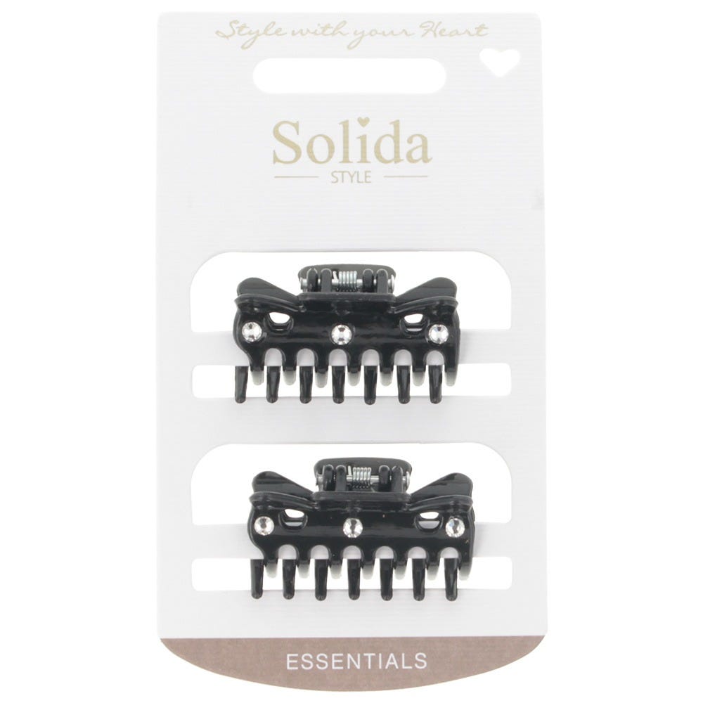 Solida Haarklammer klein schwarz shiny mit Strass