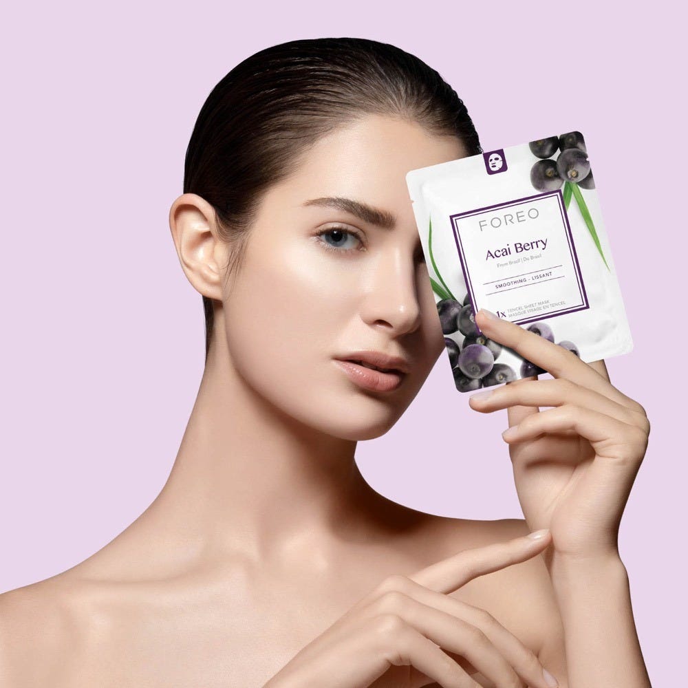 FOREO Sweden Farm To Face Collection Sheet Mask Acai Berry 3 Stück