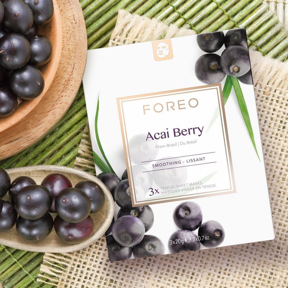 FOREO Sweden Farm To Face Collection Sheet Mask Acai Berry 3 Stück
