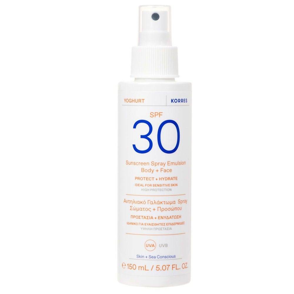 Korres Yoghurt Sonnenspray-Emulsion für Gesicht und Körper SPF30  150 ml