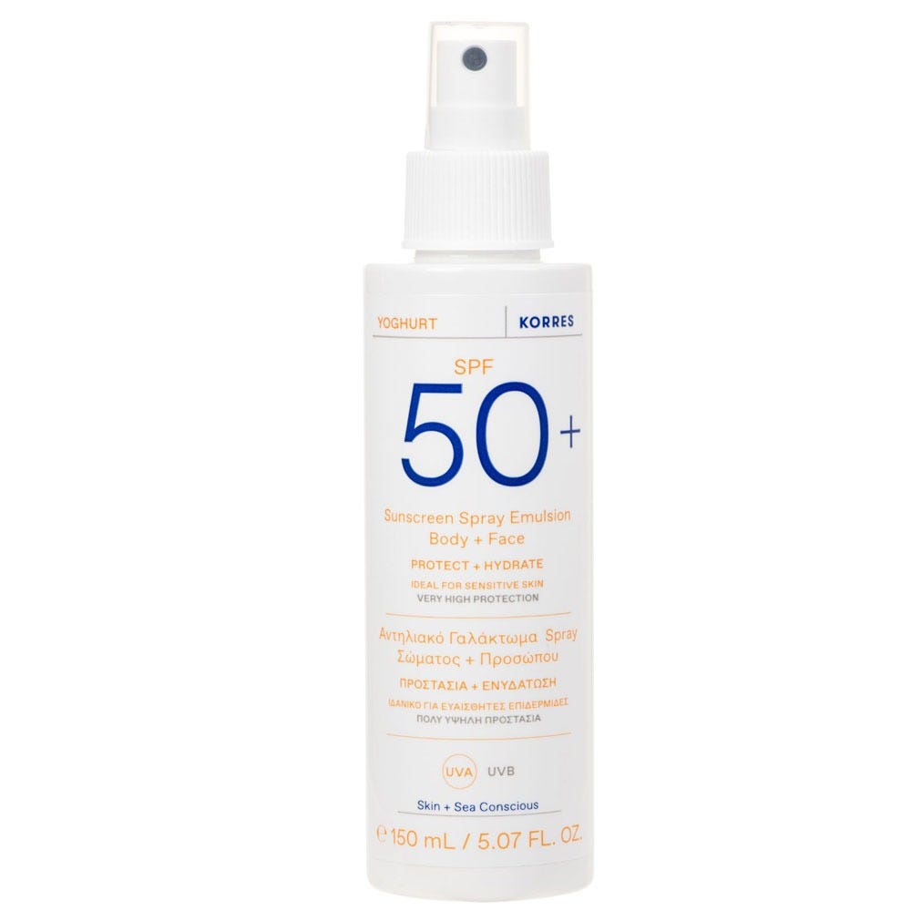 Korres Yoghurt Sonnenspray-Emulsion für Gesicht und Körper SPF50+ 150 ml