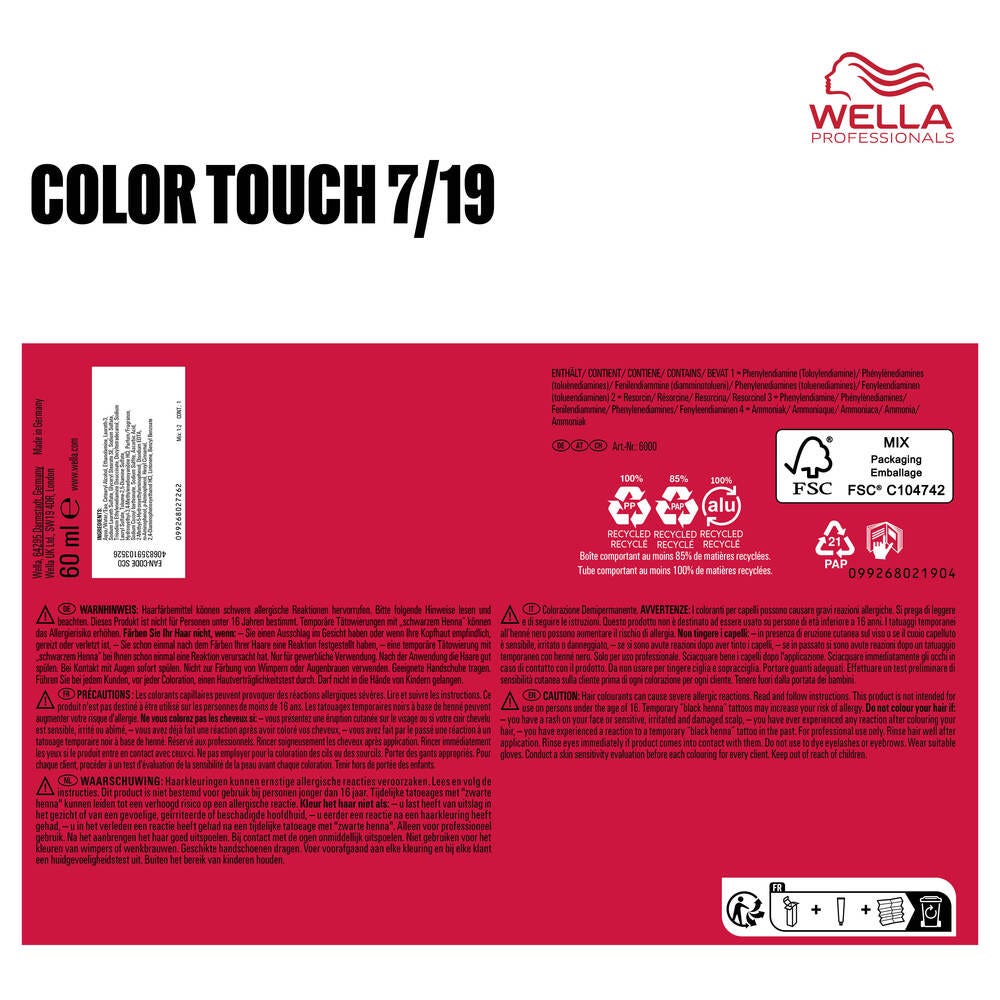 12131544-Farbe-mittelblond asch-cendré 7/19