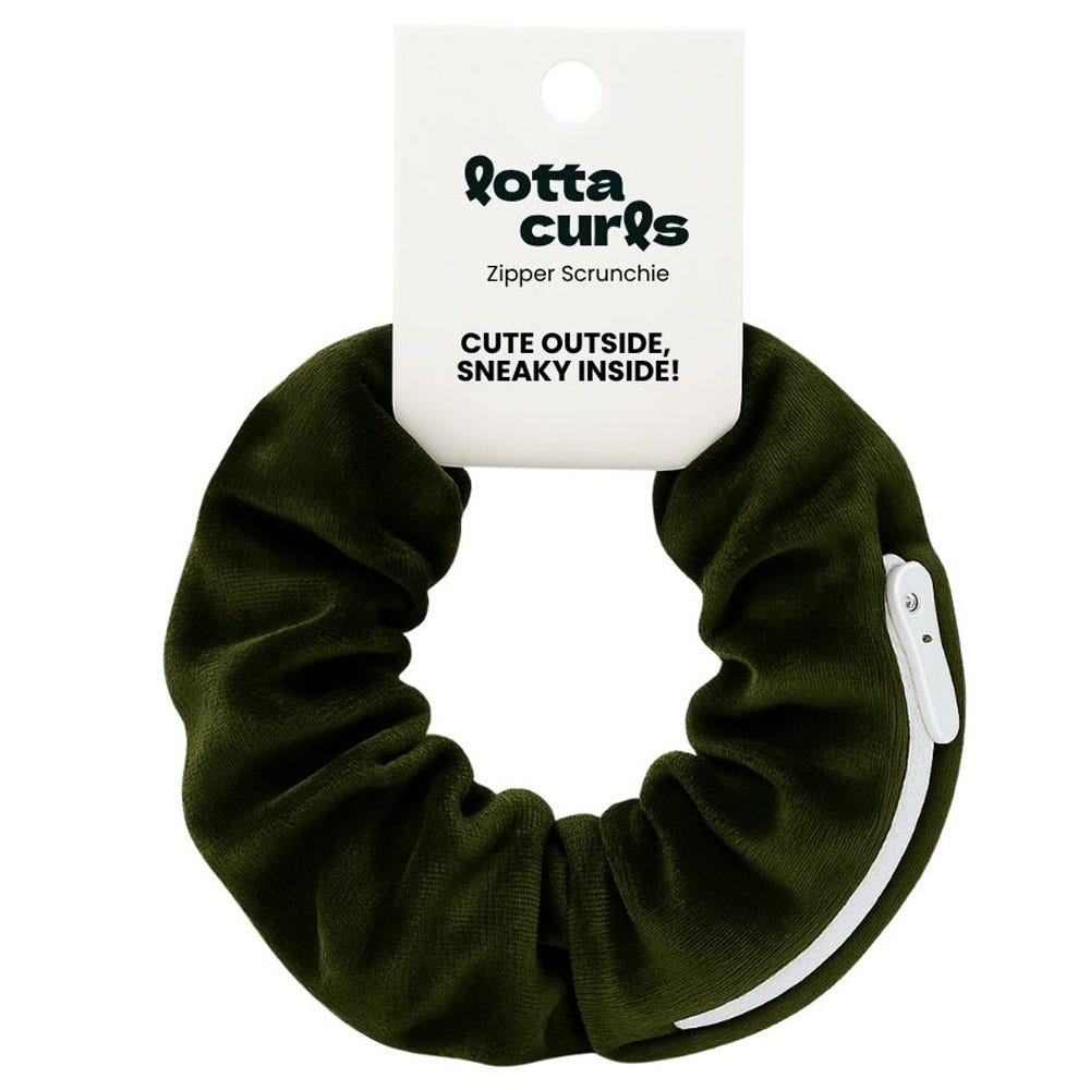 Lotta Curls Zipper Scrunchie Olive