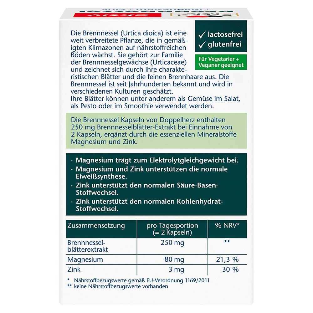 Doppelherz Brennnessel + Magnesium + Zink 60 Stück