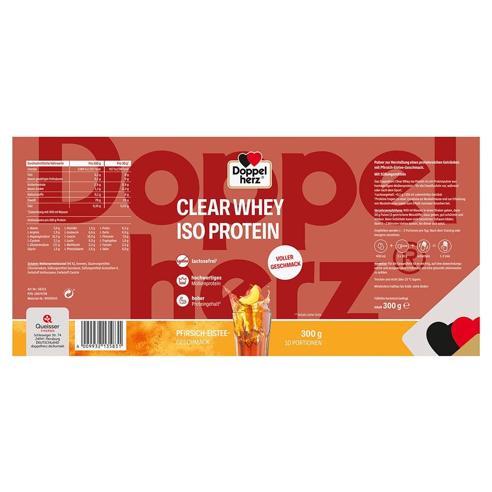 Doppelherz Clear Whey Iso Protein Pfirsich-Eistee 300 g