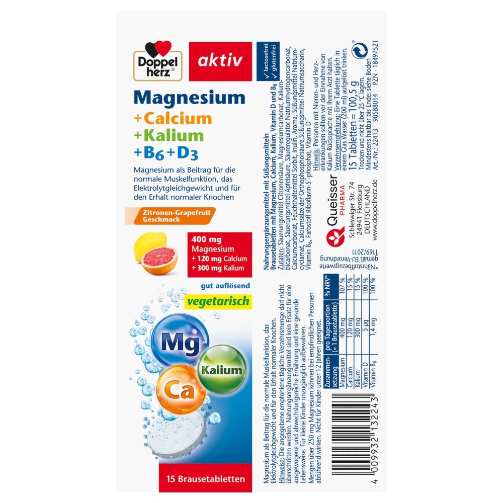Doppelherz Magnesium + Calcium + Kalium Brausetabletten 15 Stück