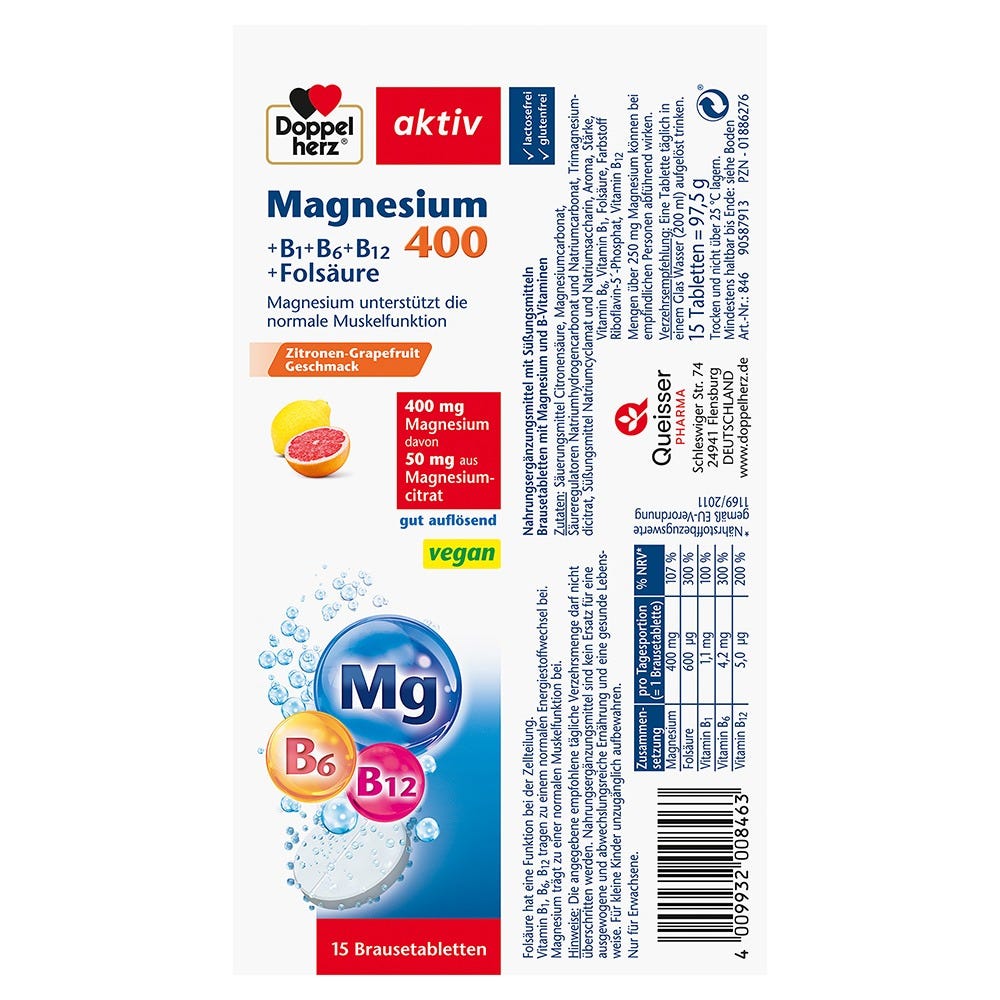 Doppelherz Magnesium 400 + B-Vitamine Brausetabletten