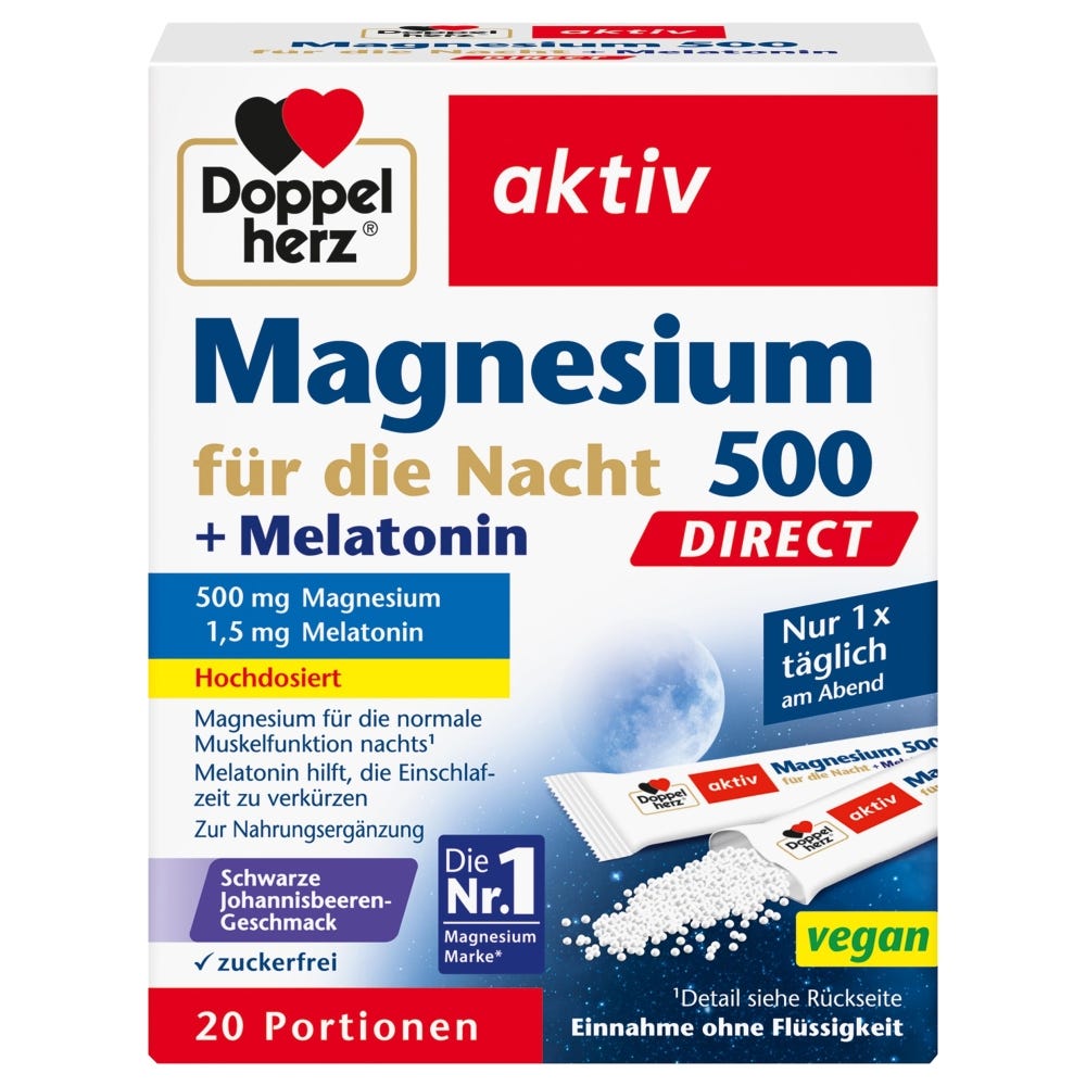 Doppelherz Magnesium 500 für die Nacht + Melatonin DIRECT 20 Stück