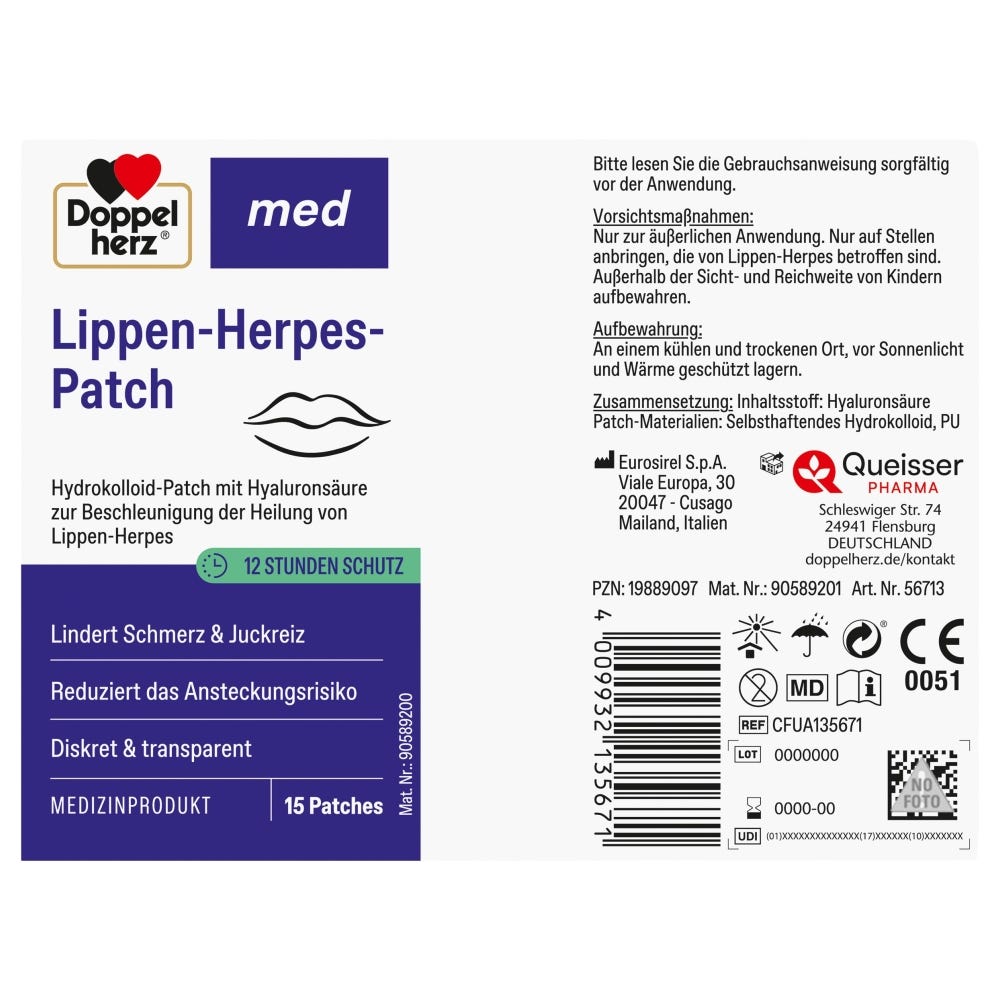 Doppelherzmed Lippen-Herpes-Patch 15 Stück