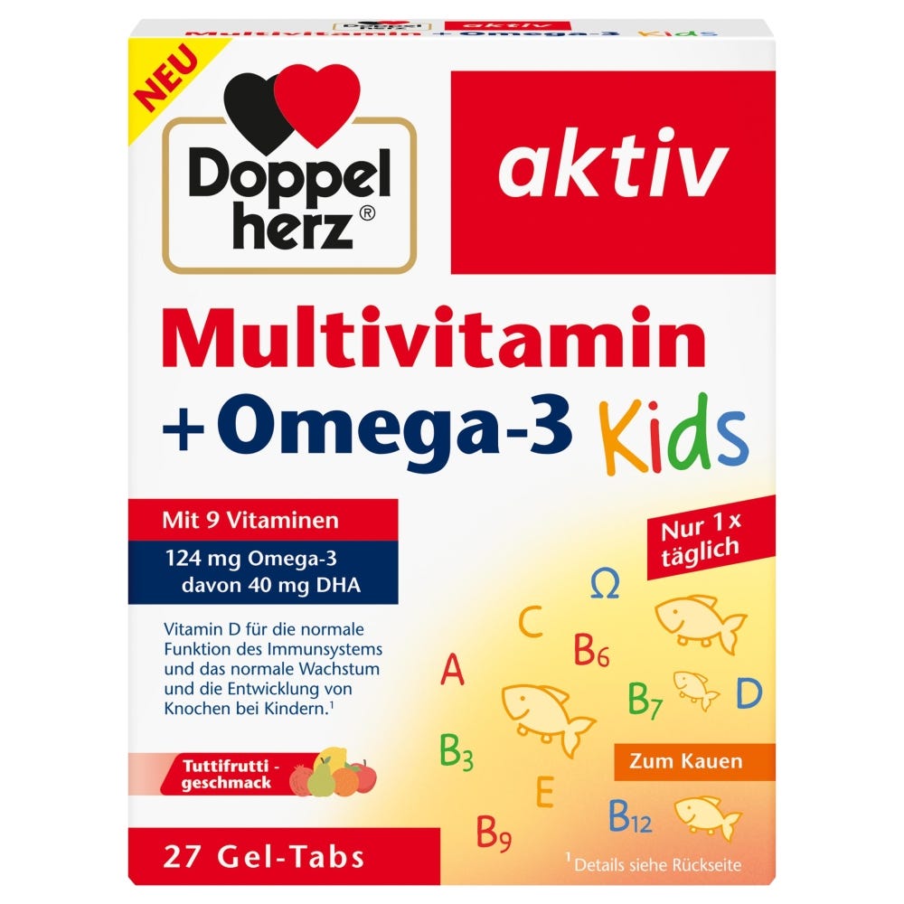 Doppelherz Multivitamin + Omega-3 Kids Gel-Tabs 27 Stück