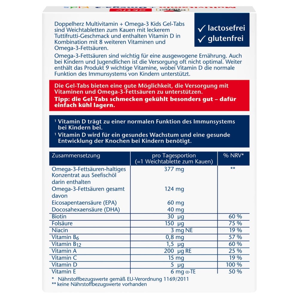 Doppelherz Multivitamin + Omega-3 Kids Gel-Tabs 27 Stück