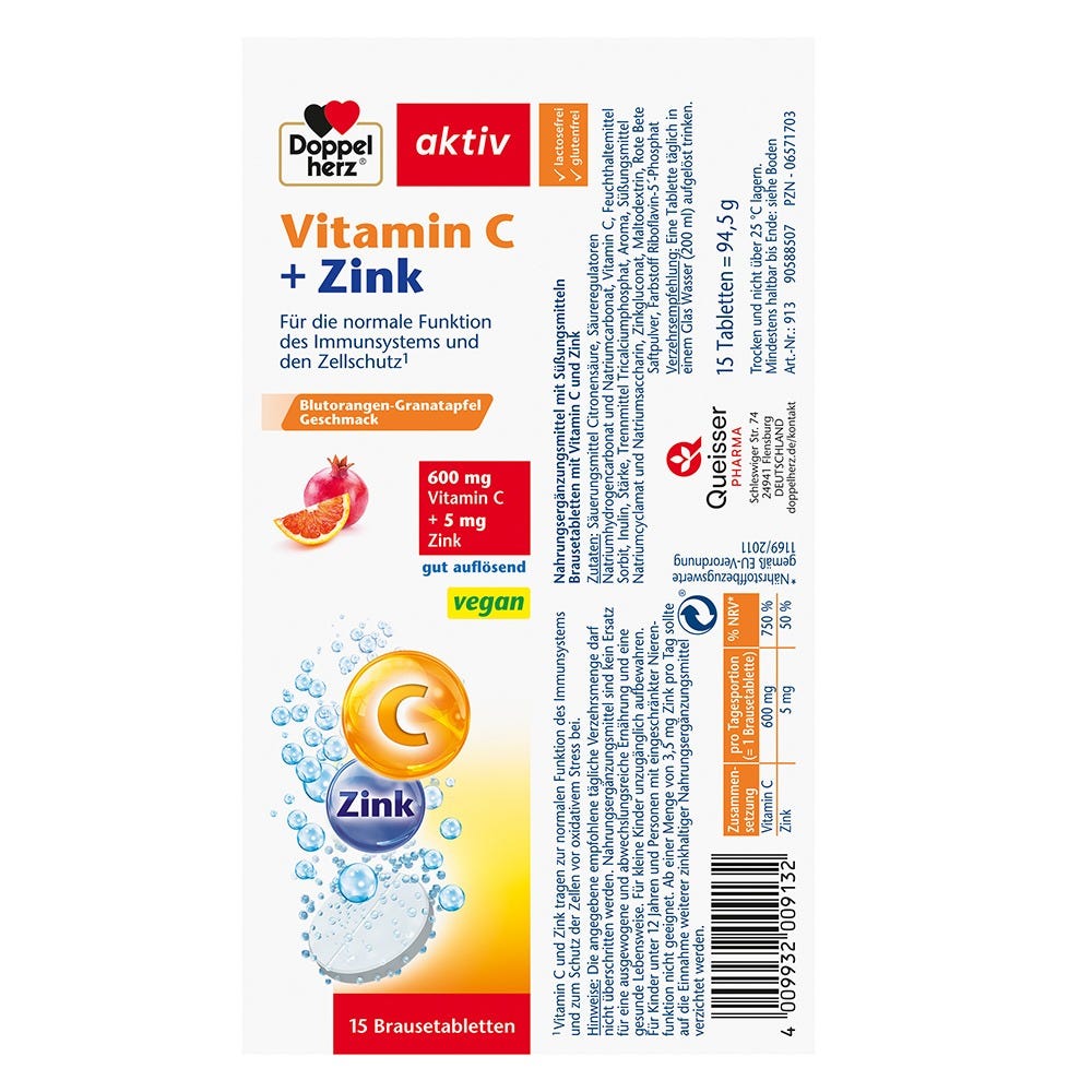 Doppelherz Vitamin C + Zink Brausetabletten 15 Stück