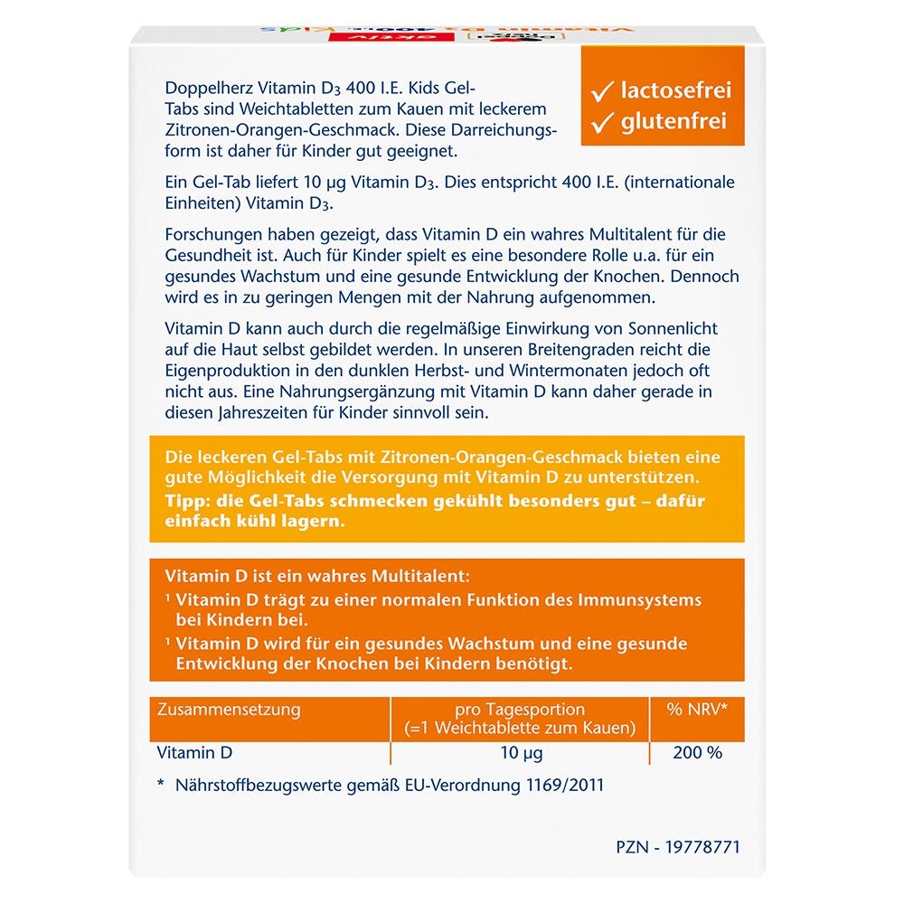 Doppelherz Vitamin D 400 I.E Kids Gel Tabs 27 Stück