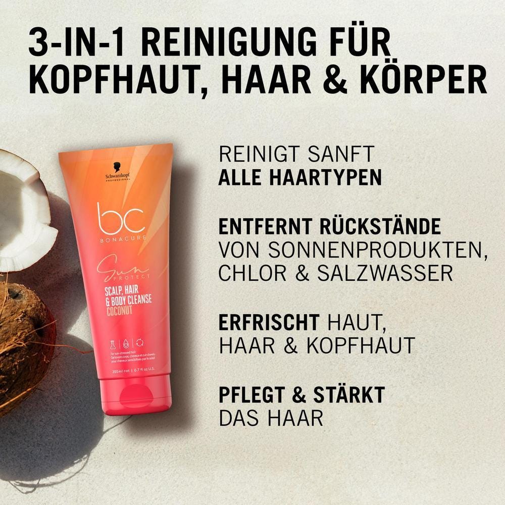 Schwarzkopf Bonacure Sun Protect Scalp, Hair & Body Cleanse Coconut 200 ml