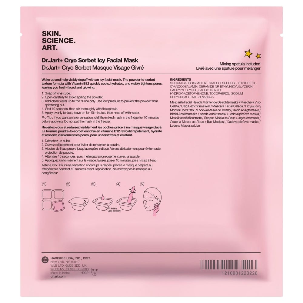 Dr.Jart+ Cryo Sorbet Icy Facial Mask 4 x 0,96 g