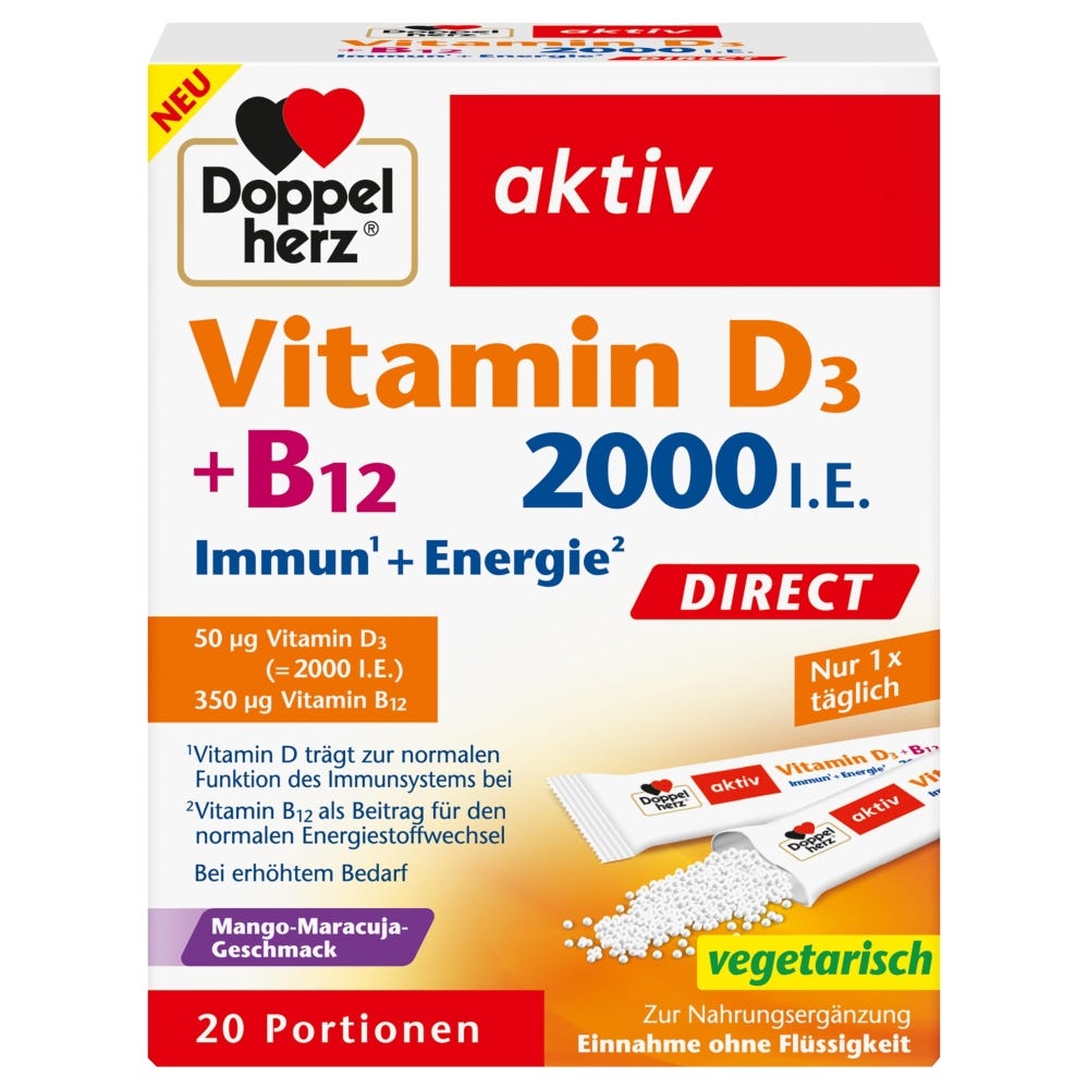 Doppelherz Vitamin D3 2000 I.E + B12 DIR 20 Stück