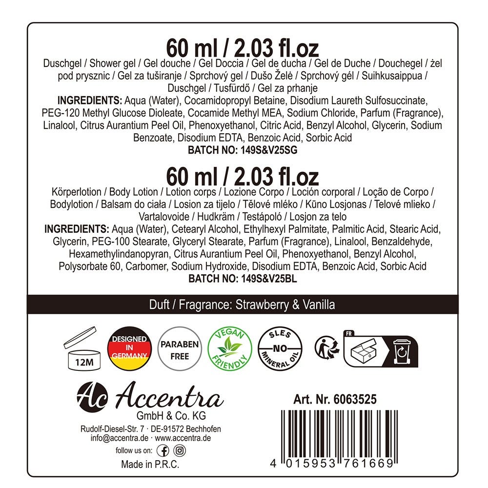 Accentra Badeset  Essentail Botanicals in Geschenkbox Strawberry & Vanilla