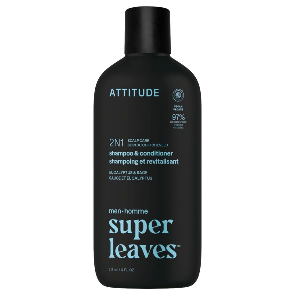 Attitude Clean Beauty super leaves men - 2-in-1 Shampoo & Conditioner - Eucalyptus & Sage 415 ml