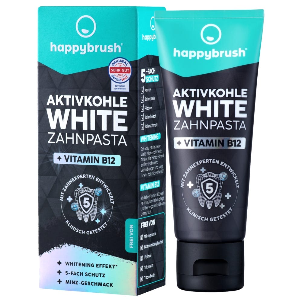 Happybrush Aktivkohle White Zahnpasta 75 ml