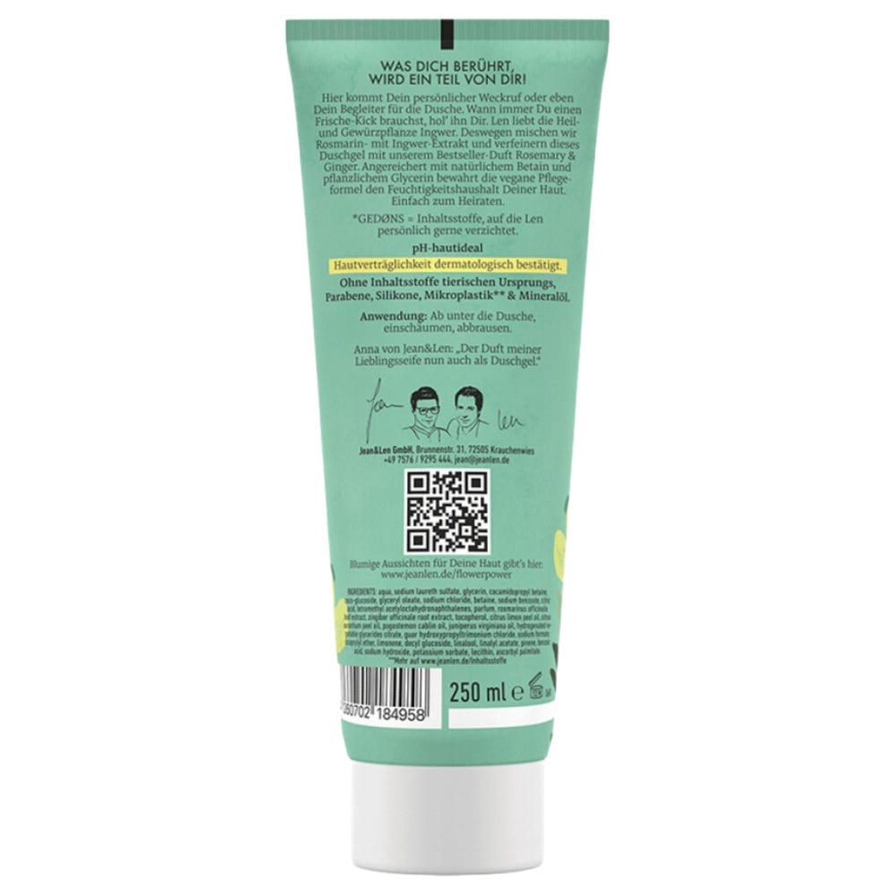 Jean & Len Duschgel Rosemary Ginger 250 ml