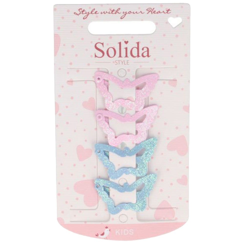 Solida Haarclip Schmetterling blau/rosa Glitzer