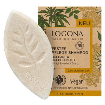 LOGONA Festes Pflege Shampoo Bio-Hanf & Bio-Holunder 60 g